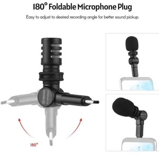 BOYA Mininature Condenser Smartphone Mic with Type-C Connector - Black